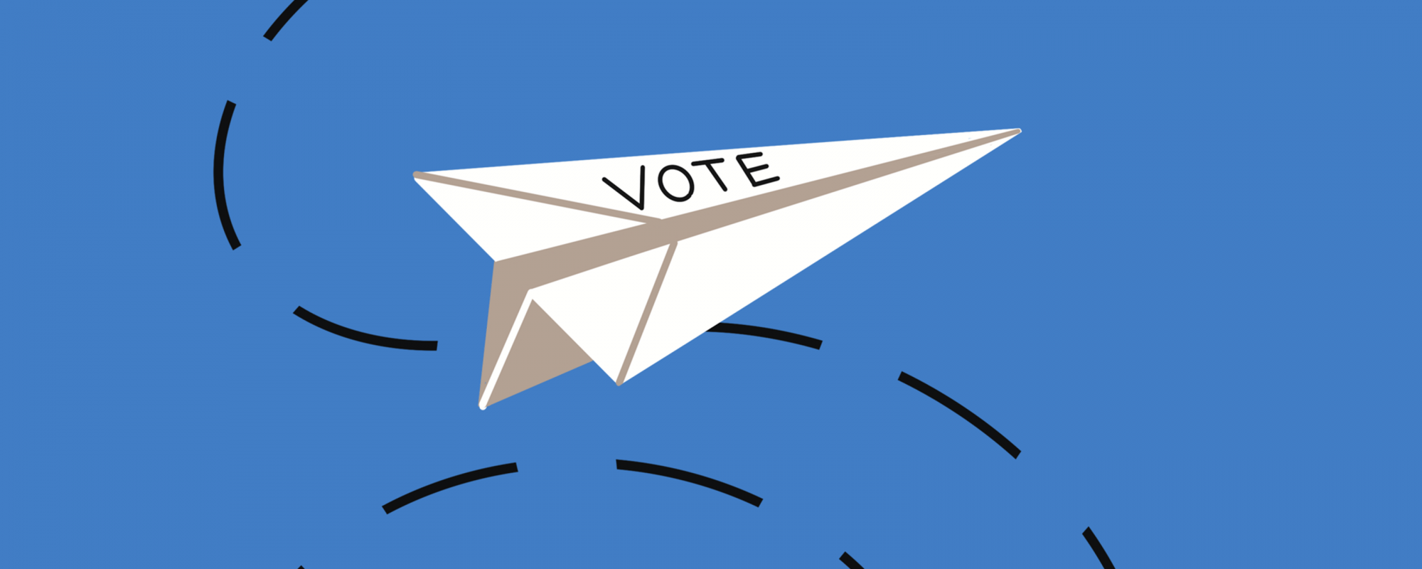 Infographie représentant un avion en papier. Le mot "vote" est inscrit dessus